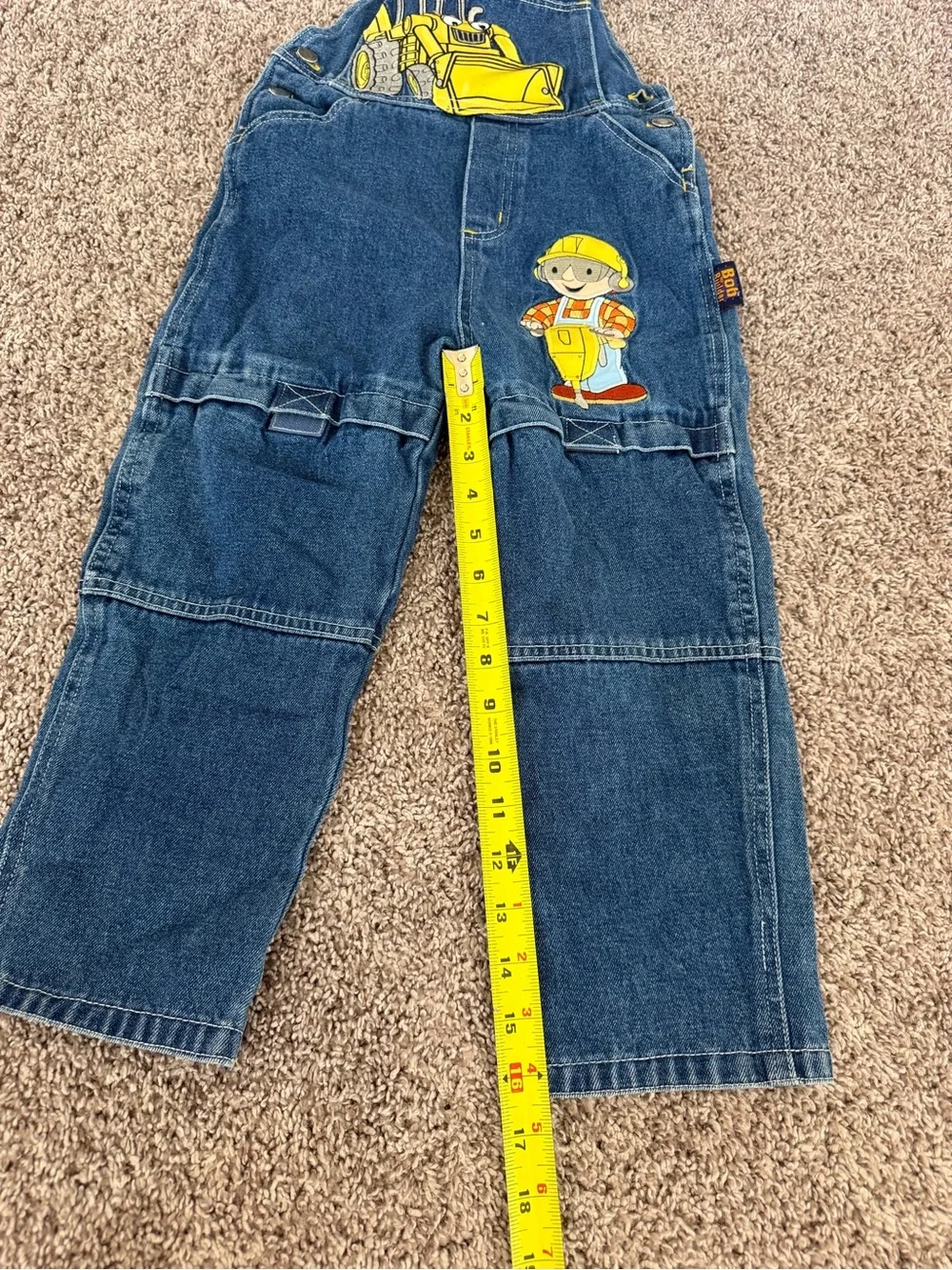 Vintage Y2K Bob the Builder Embroidered Denim Overalls Size 5